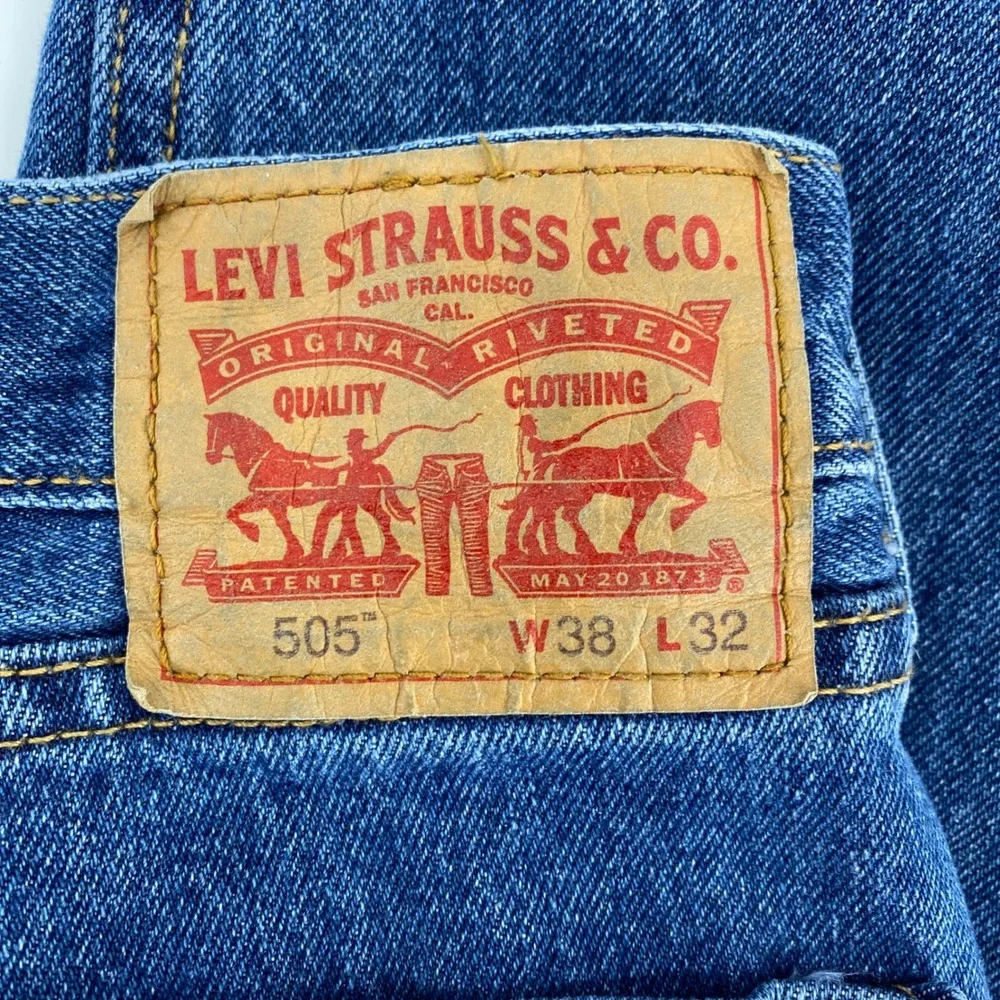Levi's 505 Regular Fit Straight Leg Mens Blue Denim Jeans W38 L32 Medium Wash
